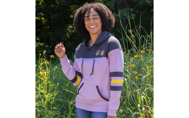Paw Stripe Crossover Applique Hoodie - Lavender