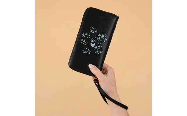 Pawfect Heart Cut-out Wallet Wristlet - Black