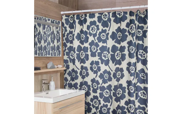 Pawsitively Pretty Shower Curtain With 12 Hooks - Navy & Cream Paw Print