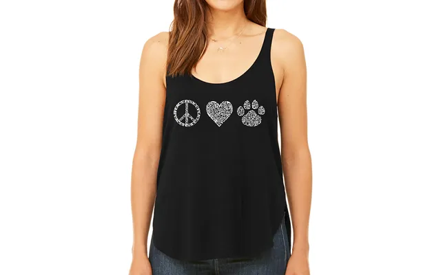 Peace Love Cats - Women's Premium Word Art Flowy Tank Top