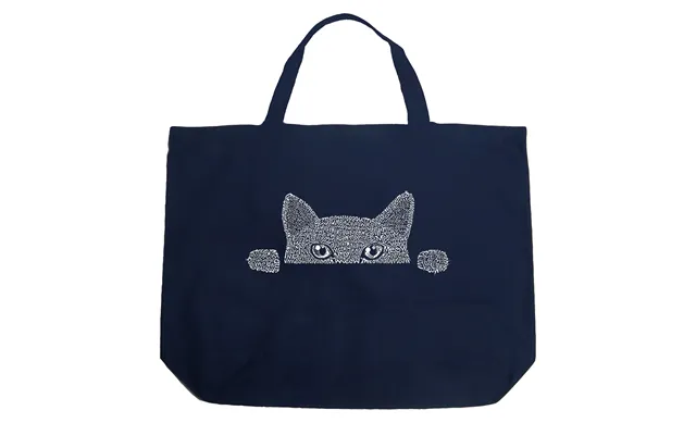 Peeking Cat - Large Word Art Tote Bag