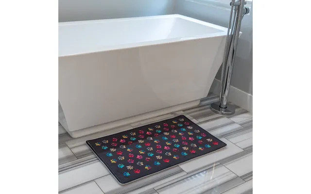Perfectly Paw Patterned Memory Foam Mat - Rainbow Ombre Paws