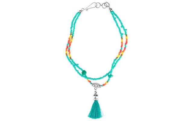 Peruvian Hand Beaded Tassel Anklet - Turquoise