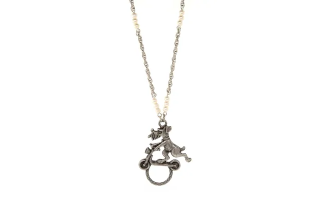 Pewter Dog On Scooter With Faux Pearl Eyeglass Holder 30