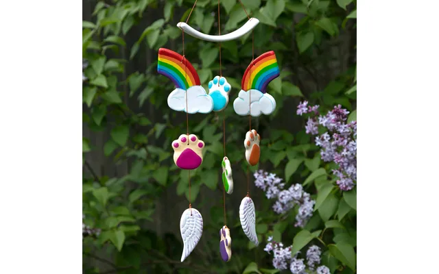 Rainbow Bridge Paw Print Ceramic Chime - Wings