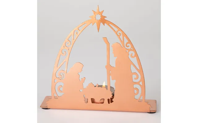 Rose Gold Nativity Tea Light Candle Holder