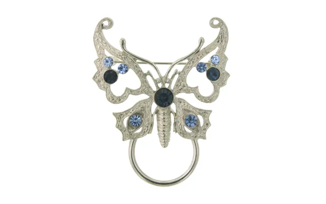 Silver Blue Crystal Butterfly Pin Badge Eyeglass Holder