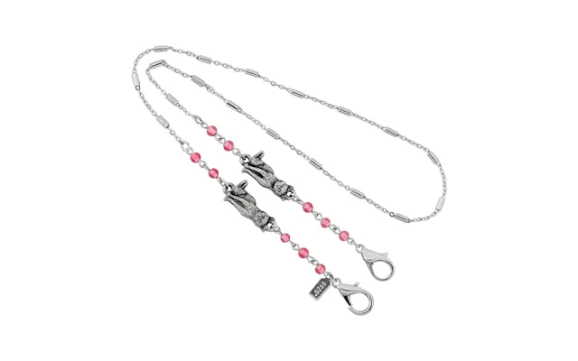 Silver Tone Pink Bead Cat Mask Holder 22
