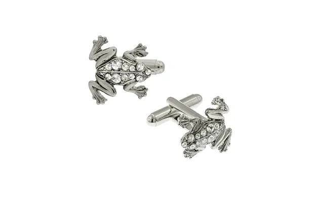 Silver-tone Crystal Frog Cufflinks