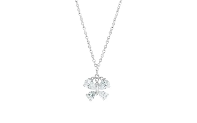 Silver-tone Cubic Zirconia Butterfly Pendant Necklace 16 Adj