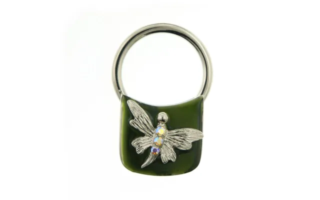 Silver-tone Green Enamel And Ab Crystal Butterfly Key Fob