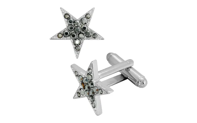 Silver-tone Hematite Color Crystal Star Cufflinks