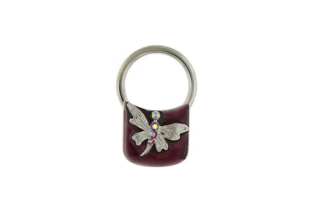 Silver-tone Red Enamel Butterfly Square Key Fob
