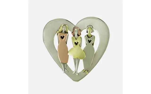 Sisters Forever Love Heart Mixed Metal Pin - 3 Sisters