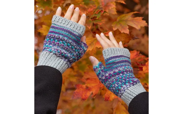 Splash Of Color Alpaca Fingerless Mittens - Purple