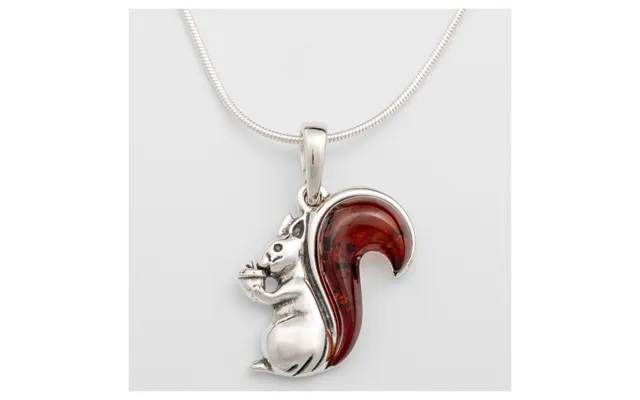 Squirrel Tail Amber & Sterling Necklace - Cherry