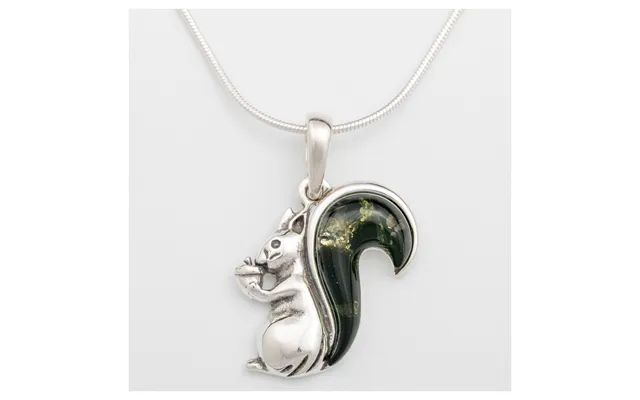 Squirrel Tail Amber & Sterling Necklace - Green
