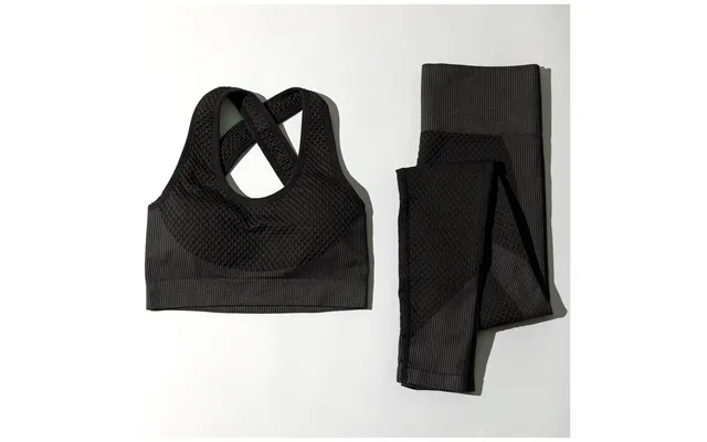 Textured Leggings & Sports Bra Activewear Set - Charcoal