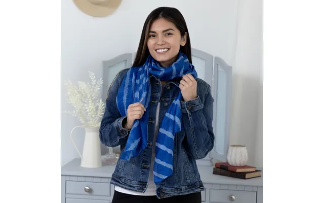 Tie-dye Stripe Silk Scarf - Blue
