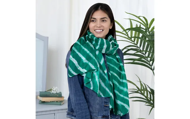 Tie-dye Stripe Silk Scarf - Green