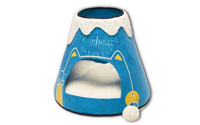 Touchcat Molten Lava Cat Bed House With Toy - Blue White