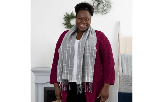 Ukrainian Merino Wool & Cashmere Plaid Scarf - Light Gray