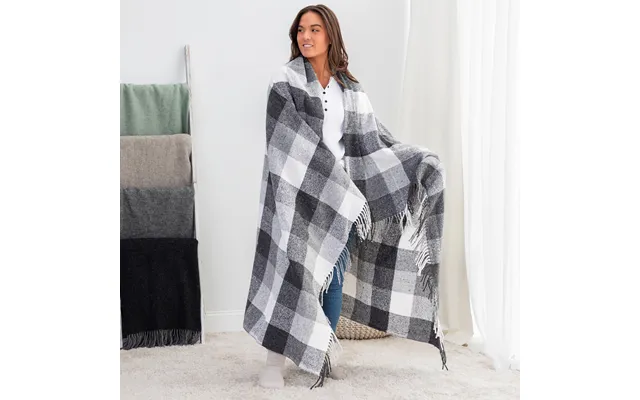 Ukrainian Wool-blend Fringed Throw Blanket - Gray & White