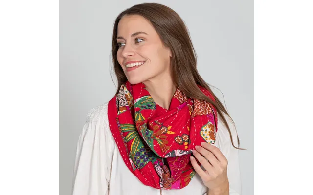 Waves Of Color Infinity Scarf Fair Trade - Kantha Red