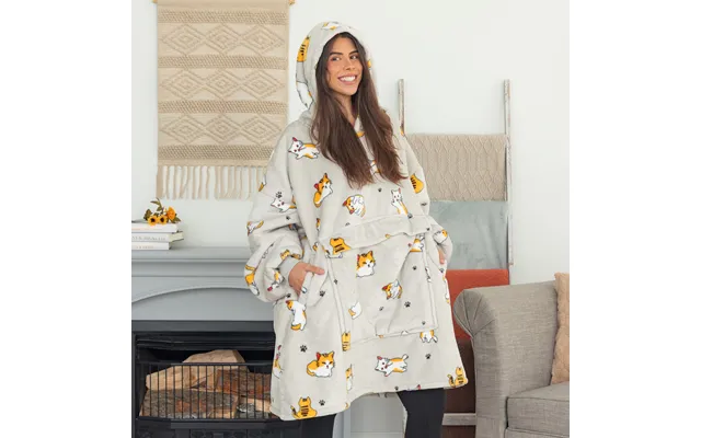 Wearable Pet Pocket Hoodie Blanket - Cream Cat