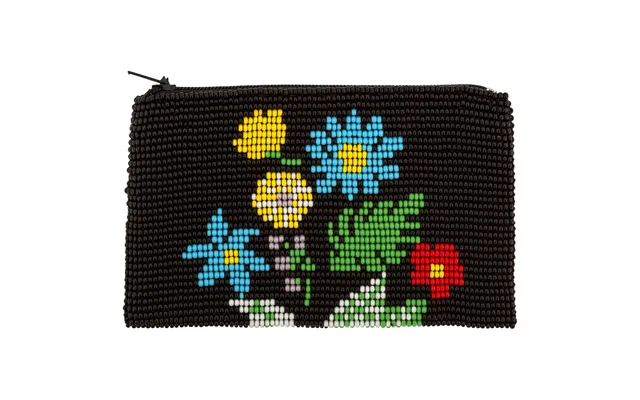 Wildflower Beaded Coin Purse - Black