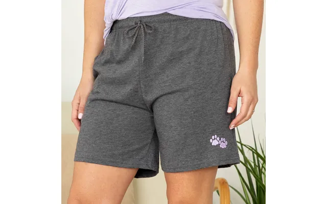Women's Paw Print Drawstring Shorts 100% Cotton - Charcoal Gray