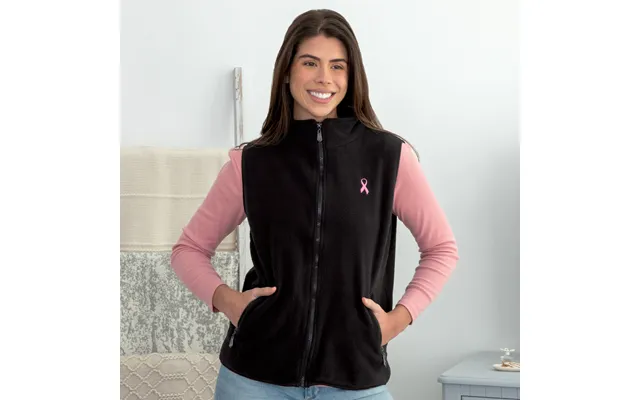 Women's Pink Ribbon Fleece Vest - M