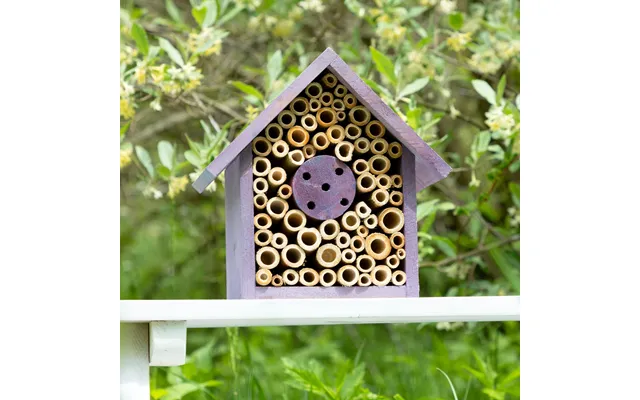 Wooden Bee House 8 Inch - Purple