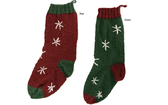 Wool Snowflake Stocking - Green
