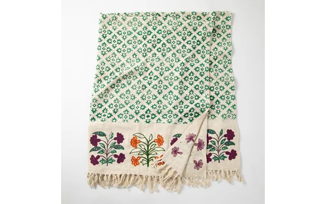 Woven Floral Block Print Throw Blanket - Floral