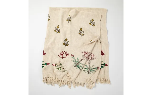 Woven Floral Block Print Throw Blanket - Lotus