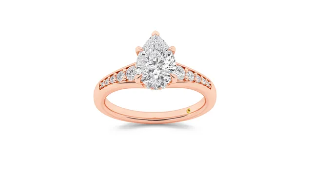 Bloom Tapered Pavé Set Hidden Halo Pear Shape Lab Grown Diamond Engagement Ring 14k Rose Gold 2 7 8 Ct