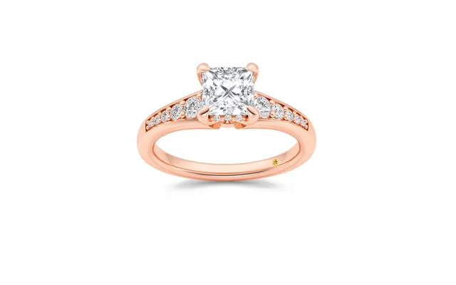 Bloom Tapered Pavé Set Hidden Halo Princess Cut Lab Grown Diamond Engagement Ring 10k Rose Gold 1 3 4 Ct