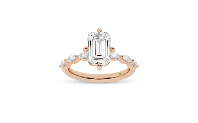 Cabo Emerald Cut Lab Grown Diamond Engagement Ring 18k Rose Gold 1 5 8 Ct