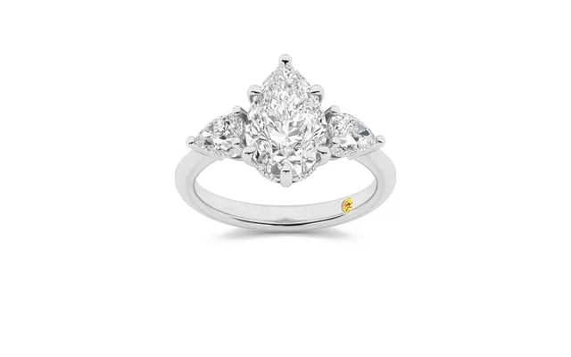 Celestia Lab Grown Pear Shaped Diamond Engagement Ring With The Luna Wedding Band 14k White Gold 1 3 8 Ct