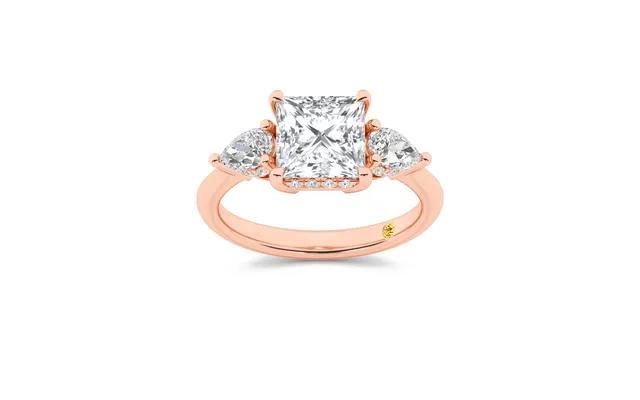 Celestia Three Stone Hidden Halo Princess Cut Lab Grown Diamond Engagement Ring 18k Rose Gold 2 5 8 Ct product image