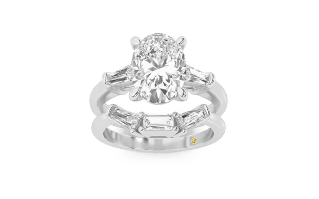 Ignite Lab Grown Oval Shaped Diamond Engagement Ring With The Mavis Wedding Band 14k White Gold 3 1 10 Ct