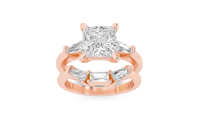 Ignite Lab Grown Princess Cut Diamond Engagement Ring With The Mavis Wedding Band 10k Rose Gold 2 5 8 Ct