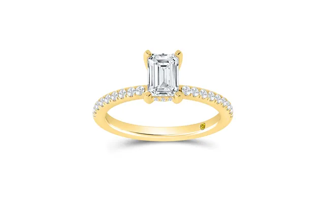 Kyoto Hidden Halo Emerald Cut Lab Grown Diamond Engagement Ring 10k Yellow Gold 2 7 8 Ct