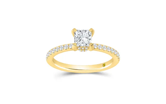 Kyoto Hidden Halo Princess Cut Lab Grown Diamond Engagement Ring 18k Yellow Gold 1 1 4 Ct