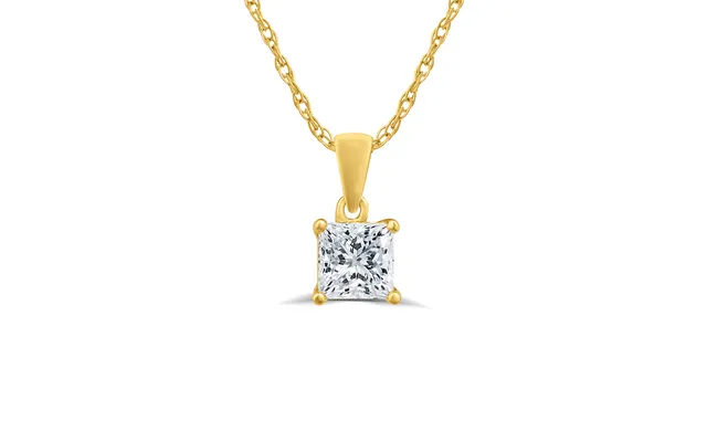 Lab Grown Princess Cut Gh Si Solitaire Diamond Necklace 10k Yellow Gold 3 4 Ct product image