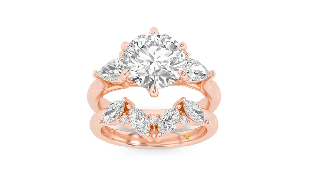 Lumina Lab Grown Round Diamond Engagement Ring With The Annabella Wedding Band 14k Rose Gold 3 3 8 Ct