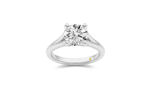 Luxen Split Shank Round Lab Grown Diamond Solitaire Ring 10k White Gold 2 Ct