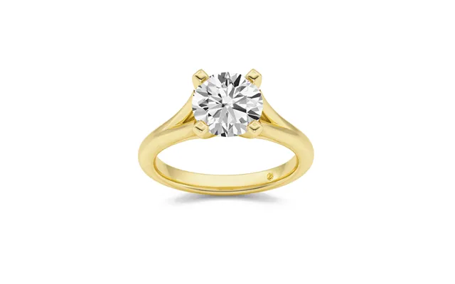 Luxen Split Shank Round Lab Grown Diamond Solitaire Ring 14k Yellow Gold 1 1 2 Ct