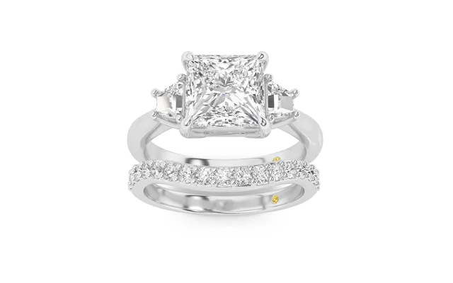 Nova Lab Grown Princess Cut Diamond Engagement Ring With The Rhys Wedding Band 10k White Gold 2 5 8 Ct